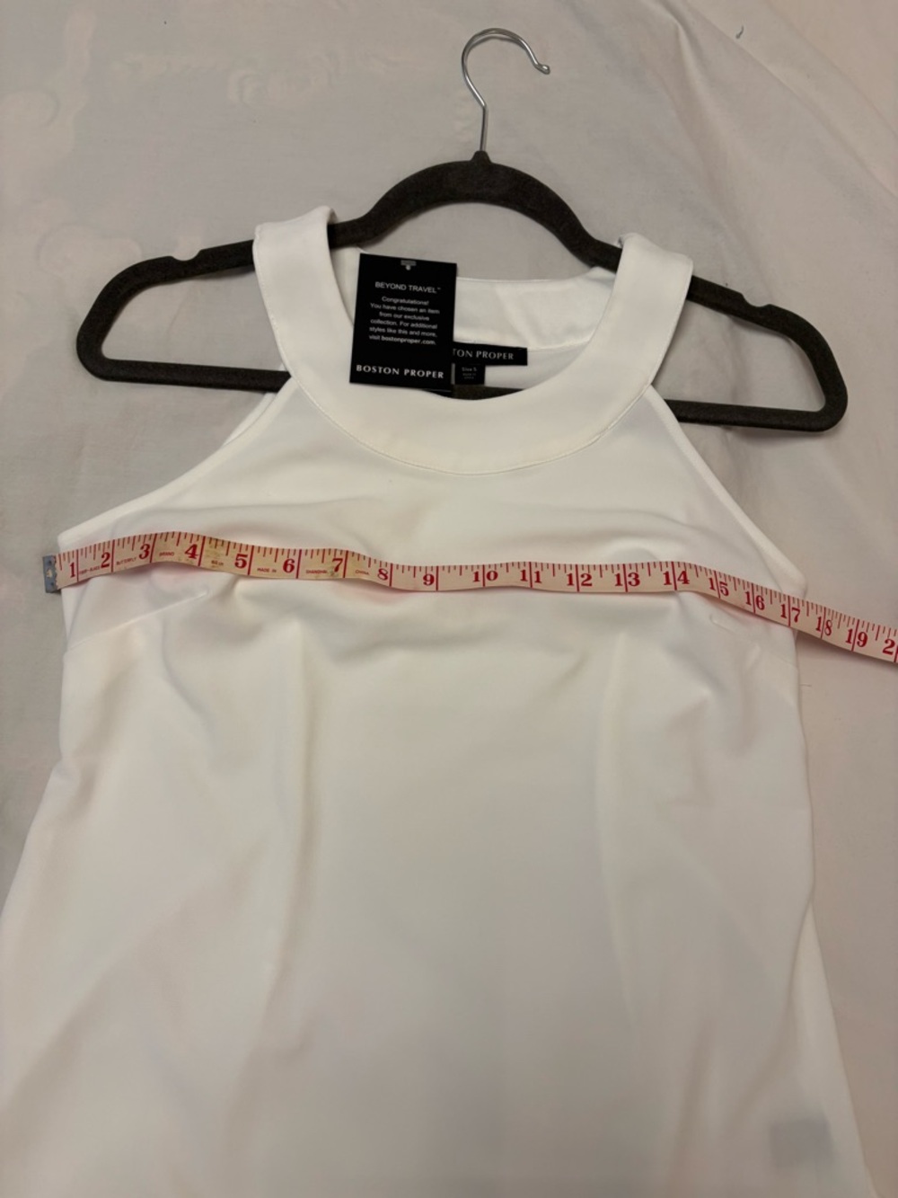 Boston Proper White Halter Tank Top with High Nec